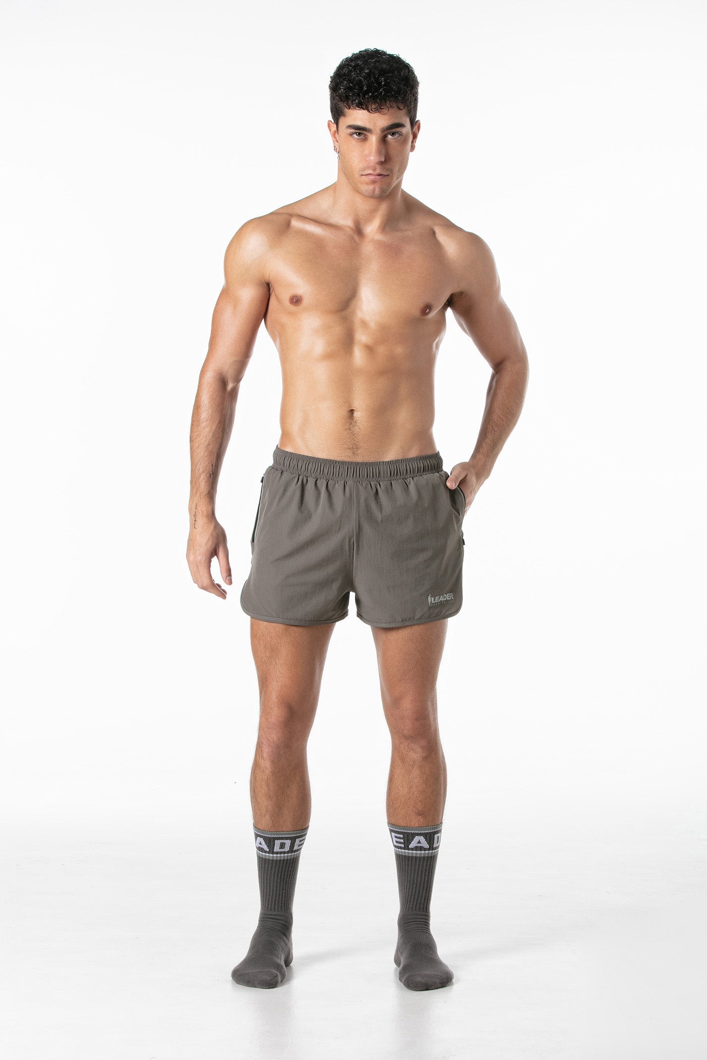 LEADER Heroes Gym Shorts — Taupe
