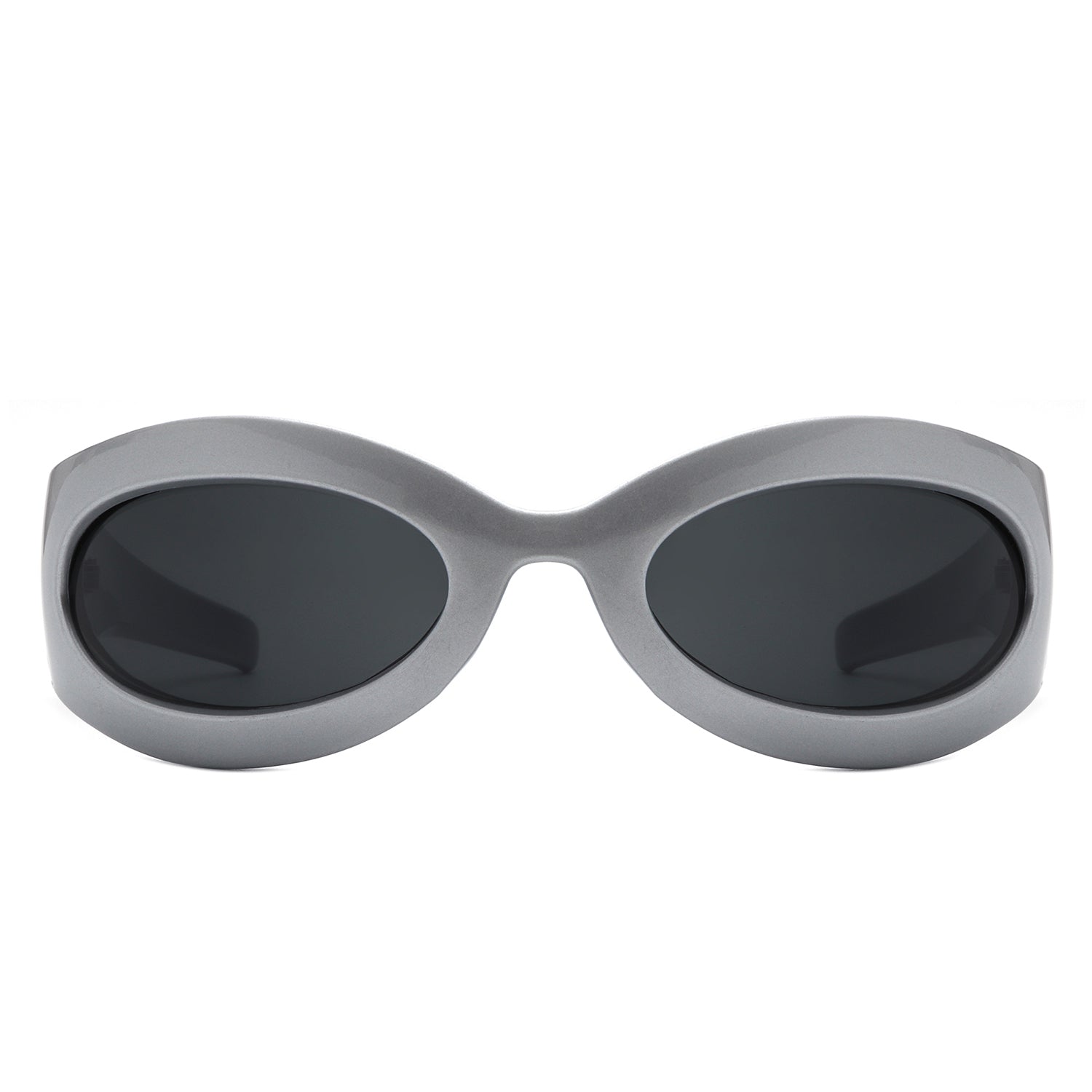 Albion - Retro Oval Wrap Around Round Sunglasses