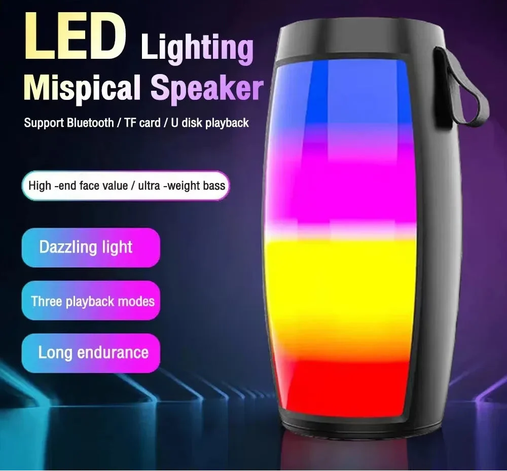 NNEOBA LED Lights Speaker with Powerful Bass Black