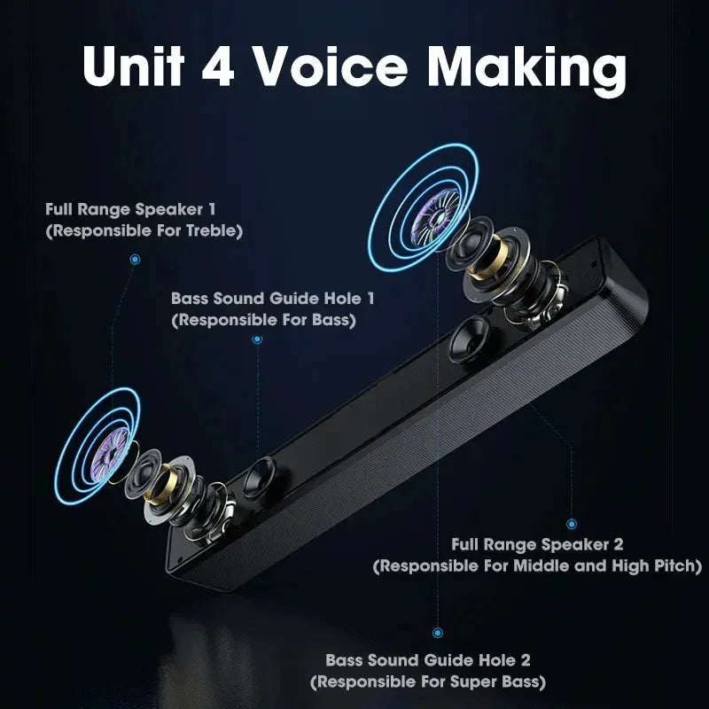 NNEOBA Wired Bluetooth Speaker USB Powered Soundbar